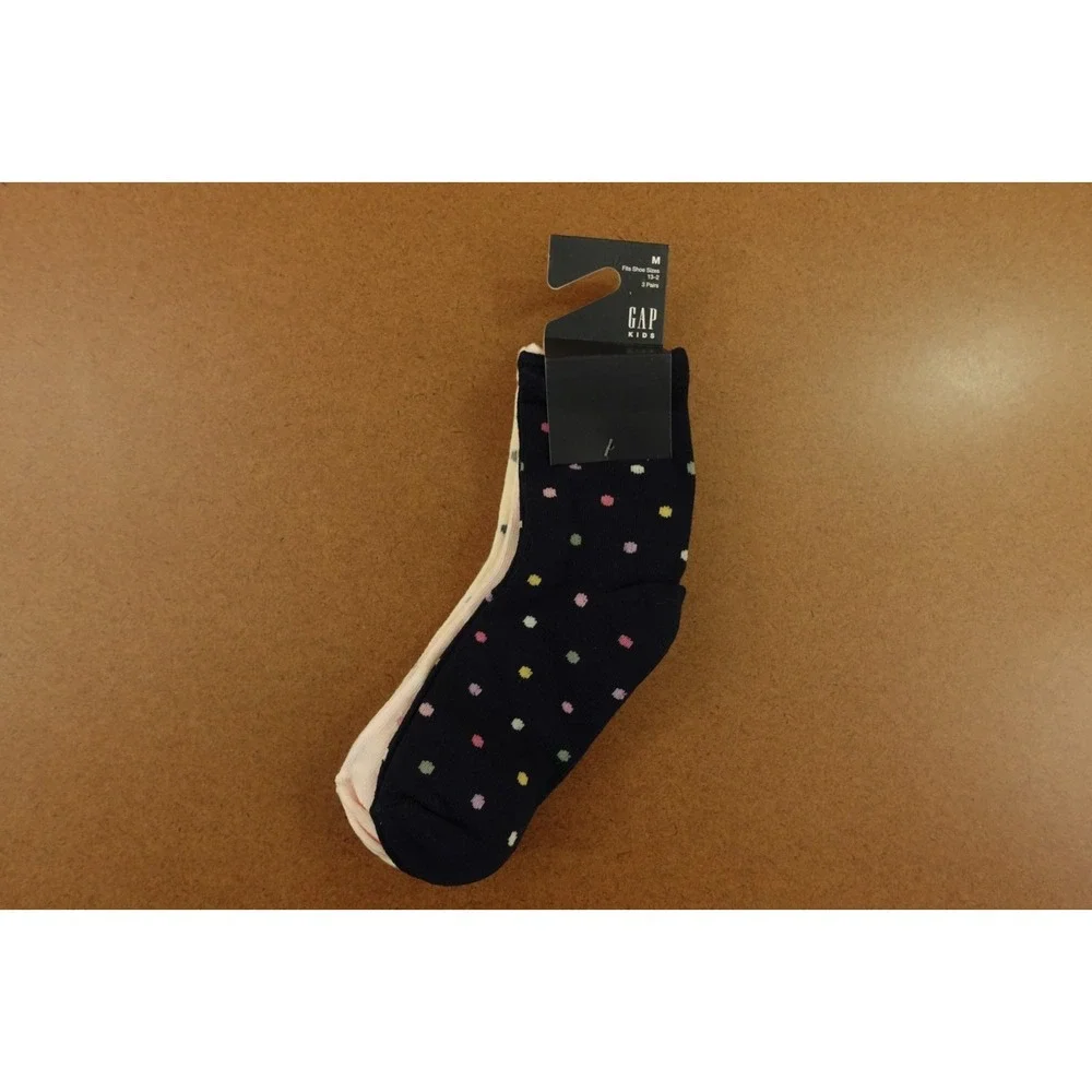 Gap Kids Medium Girls Shoe Size 13-2 Colorful Polka Dot Crew Socks 3 Pairs NWT
